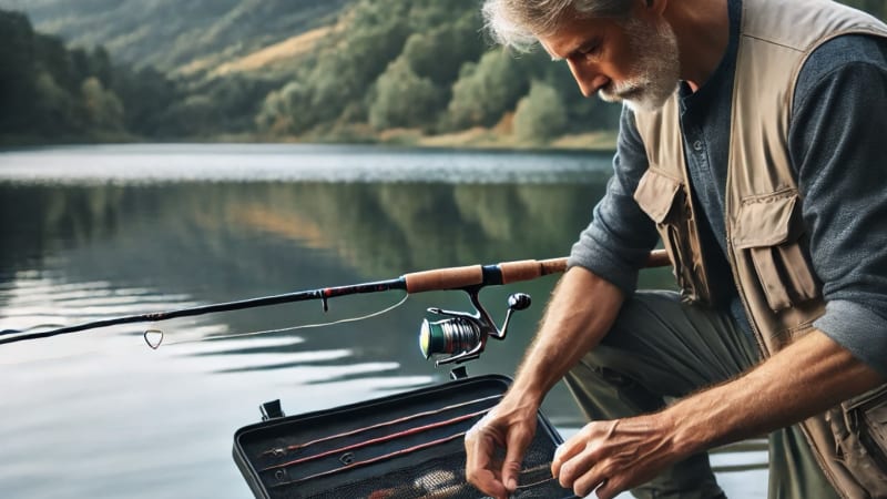 Erfahrener Angler am Forellensee<br>